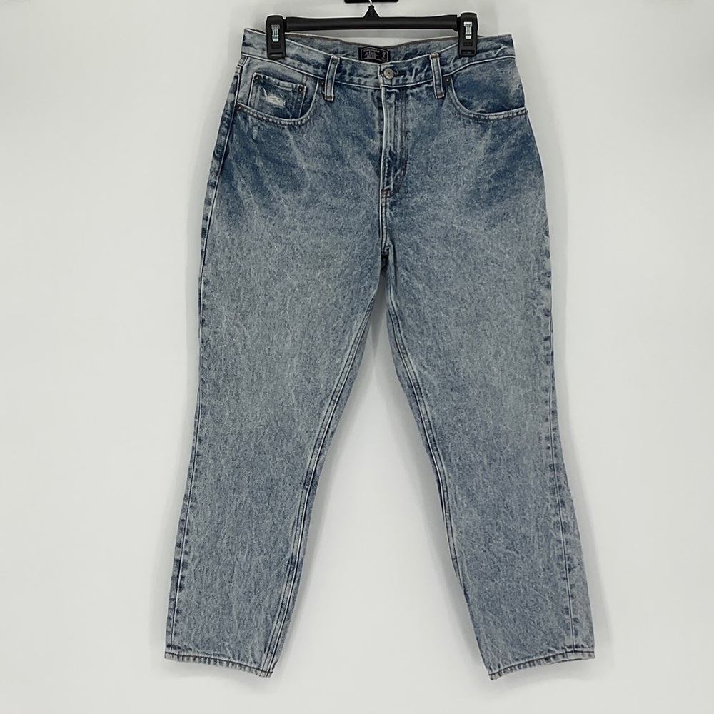 Abercrombie & Fitch High Rise Mom Jean Sz 29/8R Acid Wash Light Blue 100% Cotton